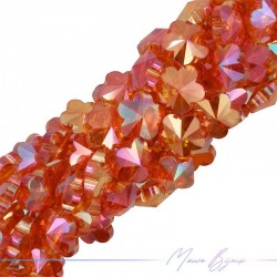Flower Crystal Faceted 13mm Orange