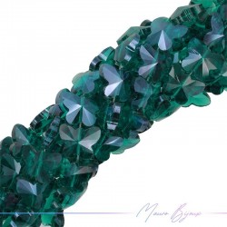 Fili di Cristallo Forma Farfalla Sfaccettato 12x15mm Verde Smeraldo