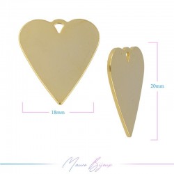Charms in Brass Big Heart 18x20mm Gold
