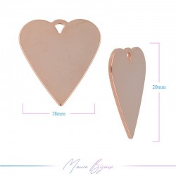 Charms in Brass Big Heart 18x20mm Rose Gold