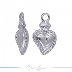 Charms in Brass Sacred Heart 12x21mm Silver