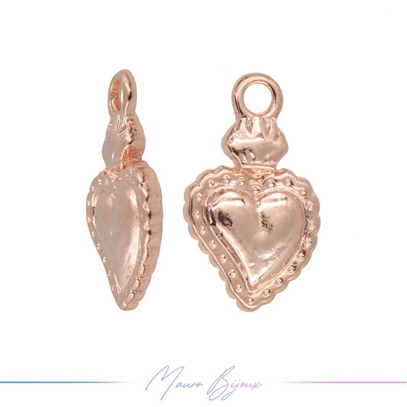Ciondoli in Ottone Sacro Cuore 12x21mm Oro Rosa