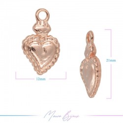 Ciondoli in Ottone Sacro Cuore 12x21mm Oro Rosa