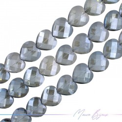 Heart Crystal Faceted 27mm Light Blue/Grey