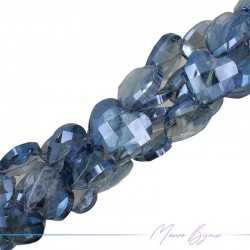 Fili di Cristallo Forma Cuore Sfaccettato 27mm Azzurro/Grigio