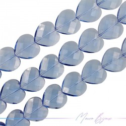 Heart Crystal Faceted 27mm Light Blue