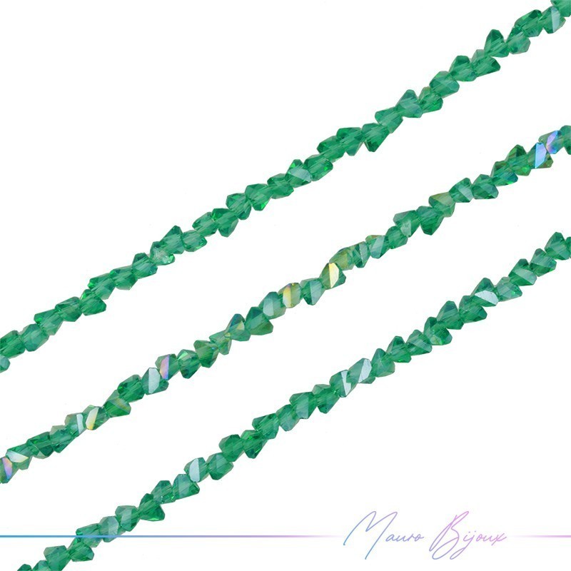 Pyramid Crystal Faceted Green Emerald