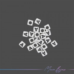 Plastic Cube Letter "A" Beads Black/White 6x6mm