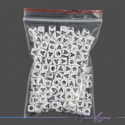 Passanti in Plastica Letterine Cubo "A" Bianco/Nero 6x6mm