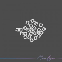 Plastic Cube Letter "B" Beads Black/White 6x6mm