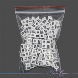 Passanti in Plastica Letterine Cubo "B" Bianco/Nero 6x6mm