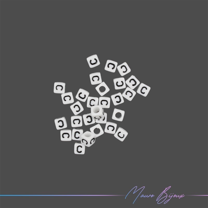 Passanti in Plastica Letterine Cubo "C" Bianco/Nero 6x6mm