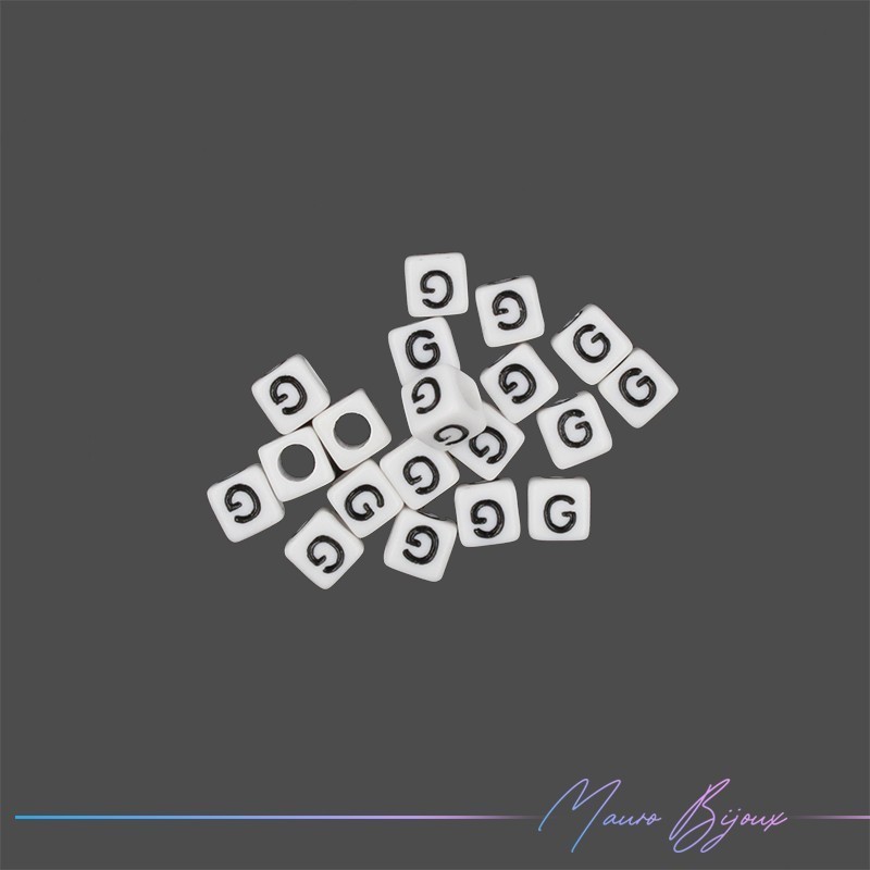 Passanti in Plastica Letterine Cubo "G" Bianco/Nero 6x6mm