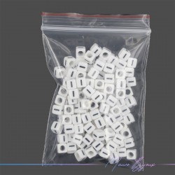 Plastic Cube Letter "I" Beads Black/White 6x6mm