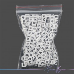 Passanti in Plastica Letterine Cubo "K" Bianco/Nero 6x6mm