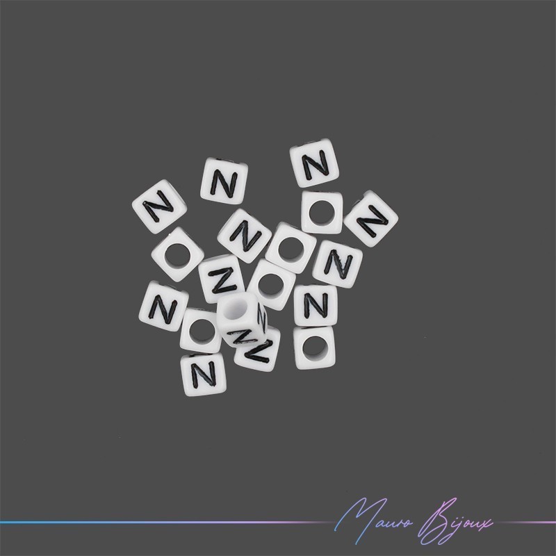 Passanti in Plastica Letterine Cubo "N" Bianco/Nero 6x6mm