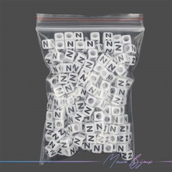 Passanti in Plastica Letterine Cubo "N" Bianco/Nero 6x6mm