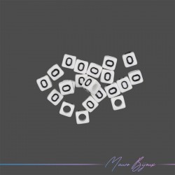 Plastic Cube Letter "O" Beads Black/White 6x6mm