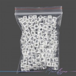 Passanti in Plastica Letterine Cubo "P" Bianco/Nero 6x6mm
