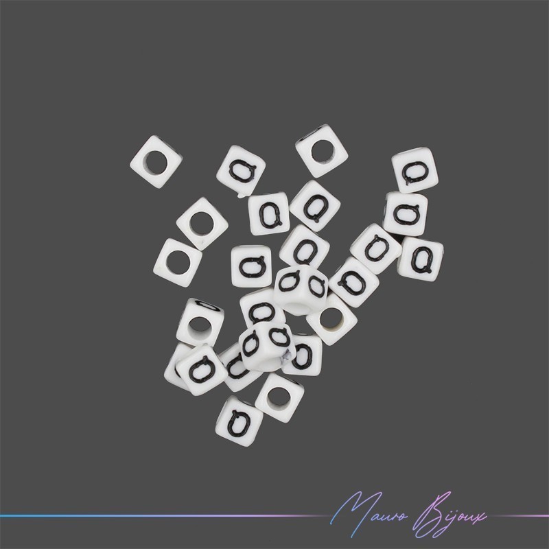 Passanti in Plastica Letterine Cubo "Q" Bianco/Nero 6x6mm