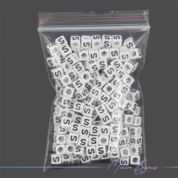 Passanti in Plastica Letterine Cubo "S" Bianco/Nero 6x6mm