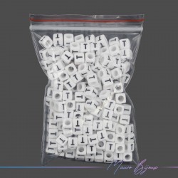 Passanti in Plastica Letterine Cubo "T" Bianco/Nero 6x6mm