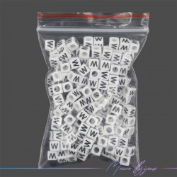 Passanti in Plastica Letterine Cubo "W" Bianco/Nero 6x6mm