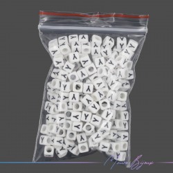 Plastic Cube Letter "Y" Beads Black/White 6x6mm