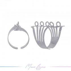 Ring Base 5 rings Rhodium 23x32mm