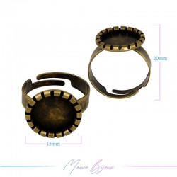 Ring Base Adjustable Bronze Antique 15x20mm