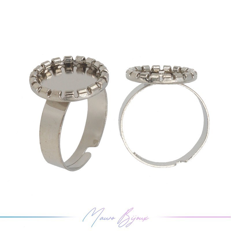 Base Anello Regolabile Rodio 15x20mm