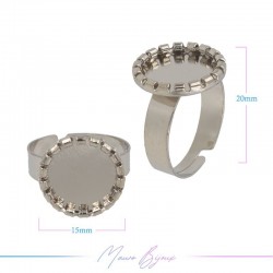 Base Anello Regolabile Rodio 15x20mm