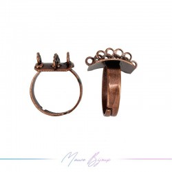 Base Anello Regolabile 14 Anellini Bronzo Ramato 14x20mm