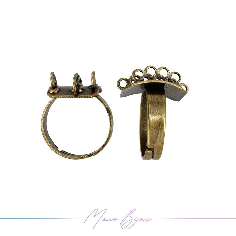 Base Anello Regolabile 14 Anellini Bronzo Antico 14x20mm