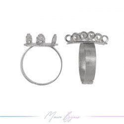 Base Anello Regolabile 14 Anellini Rodio 14x20mm