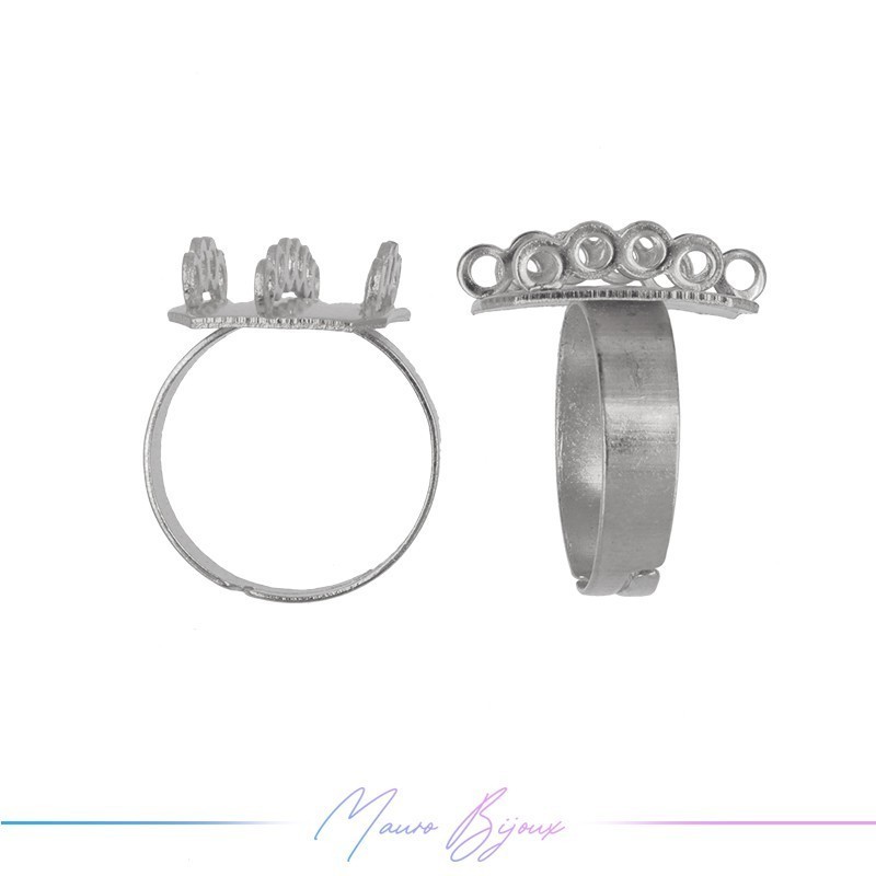 Ring Base Adjustable 14 Rings Rhodium 14x20mm