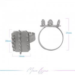 Ring Base Adjustable 14 Rings Rhodium 14x20mm
