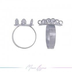 Base Anello Regolabile 14 Anellini Argento 14x20mm