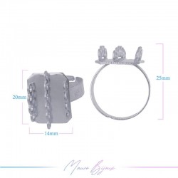 Ring Base Adjustable 14 Rings Silver 14x20mm