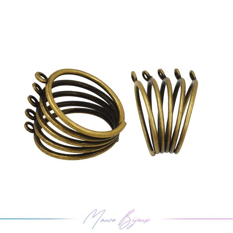Base Anello 5 Anellini Bronzo Antico 17x24mm