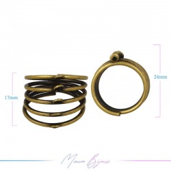Ring Base 5 Rings  Bronze Antique 17x24mm
