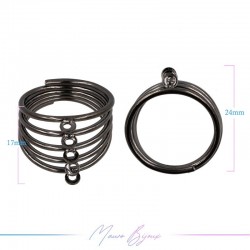 Ring Base 5 Rings Gunmetal 17x24mm