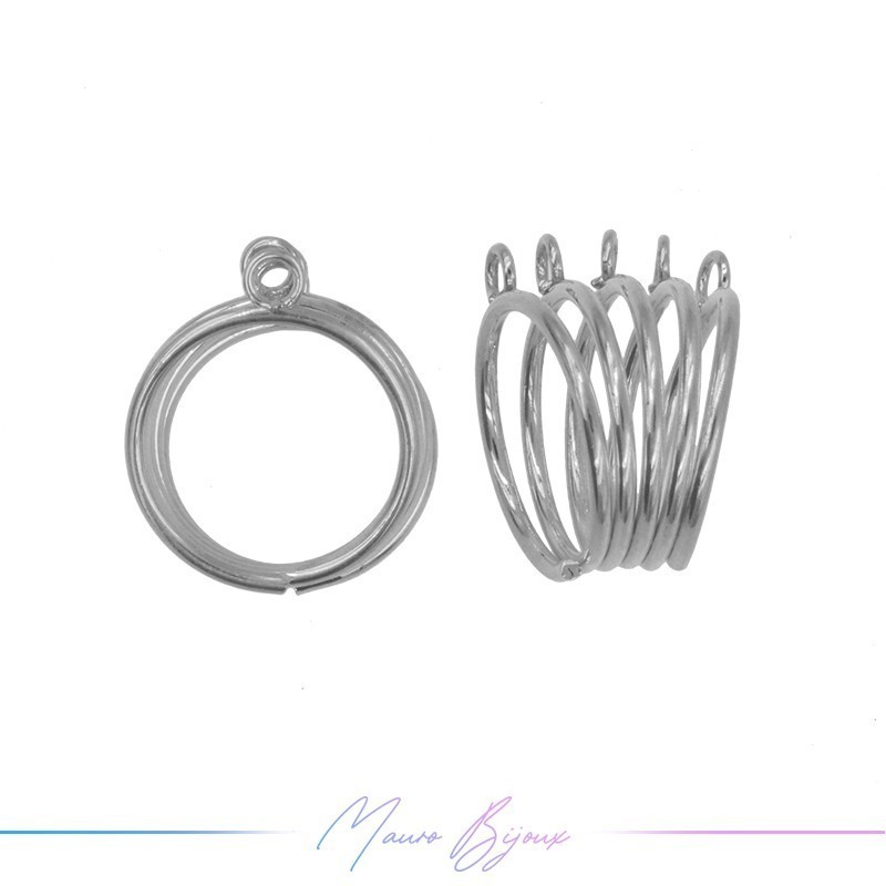 Ring Base 5 Rings Rhodium 17x24mm