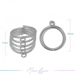 Base Anello 5 Anellini Rodio 17x24mm