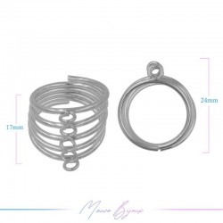 Ring Base 5 Rings Rhodium 17x24mm