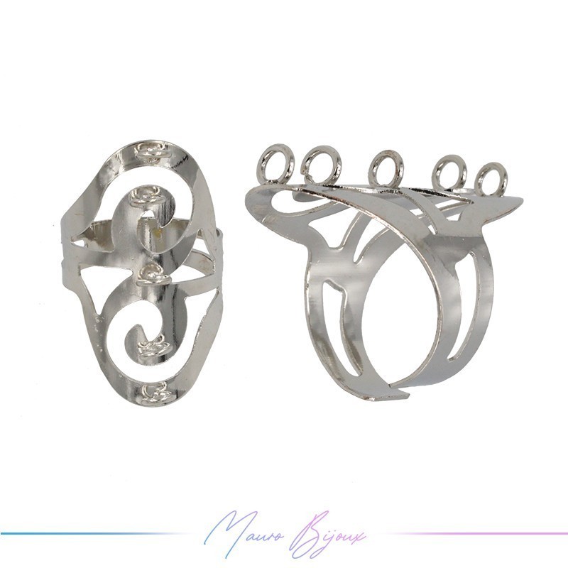 Base Anello Regolabile 5 Anellini Rodio 33mm