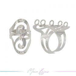 Ring Base Adjustable 5 Rings Silver 33mm