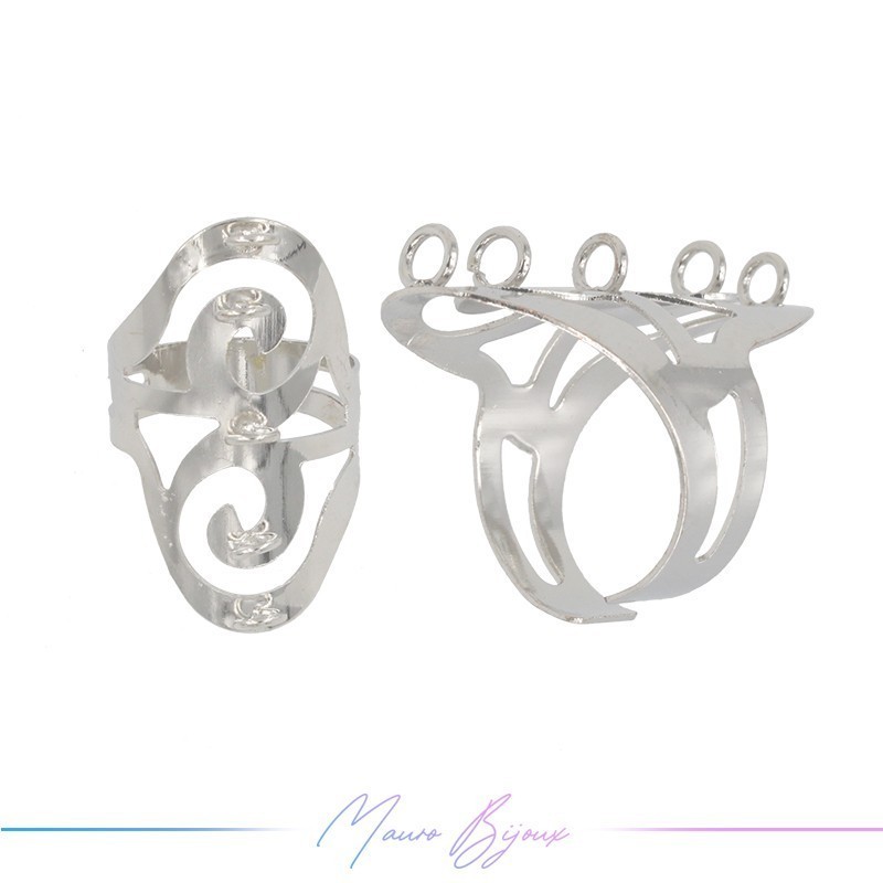 Base Anello Regolabile 5 Anellini Argento 33mm