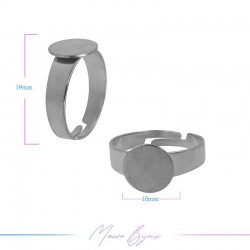 Ring Base Adjustable Round Rhodium 10mm