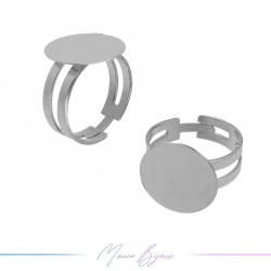 Ring Base Adjustable Round  Silver 16mm
